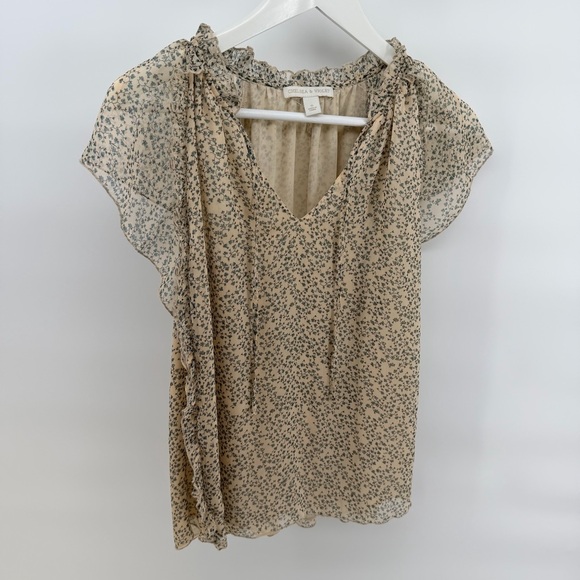 Chelsea & Violet Cream and green ruffle floral Patterned Blouse - Picture 2 of 5